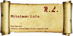 Mitelman Lola névjegykártya